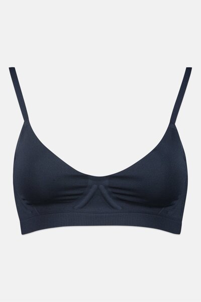 Calvin Klein حمالة صدر نسائية مبطنة قليلاً بشعار العلامة التجارية، لون أزرق داكن