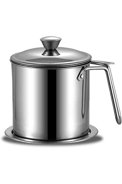 erorex Oil Strainer Pot Grease Can 1.4L | Stainless Steel Oil Storage Can | Container Fine Mesh Strainer,