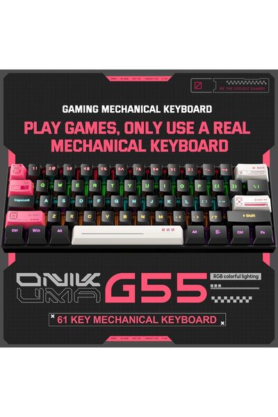 erorex Rgb Wired Mechanical Gaming Keyboard 61 Keys Led Backlit Keyboard Ip54 Waterproof 1.2M Usb Wired