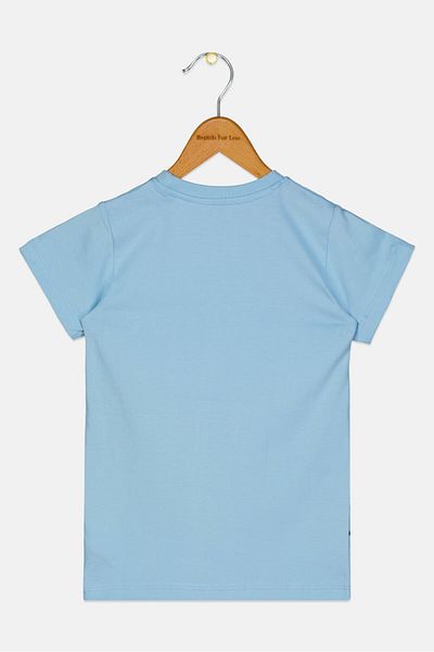 Disney Kids Girl Graphic Print Short Sleeve T-Shirt, Light Blue