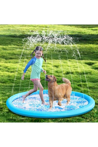 erorex Splash Pad Sprinkler Mat 6Ft Tropical Leaves Outdoor Water Play Toys Kids Dogs Backyard Party