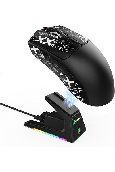 erorex X1 Ultralight Wireless Gaming Mouse Magnetic Rgb Charging Dock Anti Slip Grip Tape Pixart Paw3395