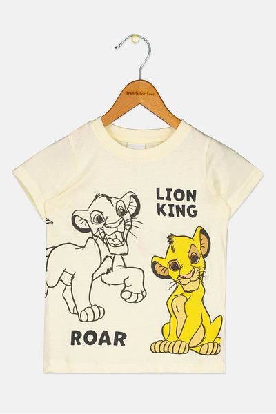 Disney Toddlers Boy The Lion King Short Sleeve T-Shirt, Pale Yellow