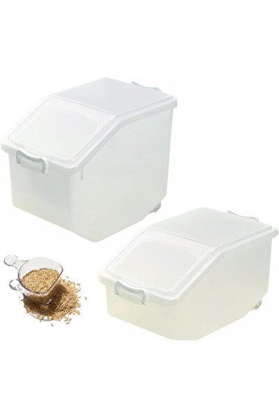 erorex Rice Storage Containers 2Pcs Food Storage Container Lid, Bpa Free Plastic Large Cereal Storage Box,