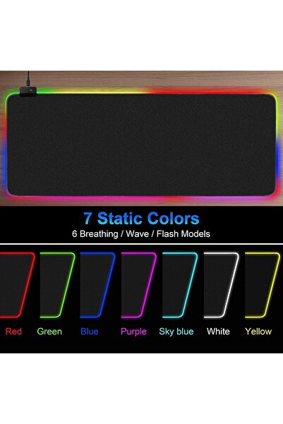 erorex Rgb Gaming Mouse Pad Led Light Keyboard Mat Colorful Computer Game Playing Mouse Pads Pc Laptop