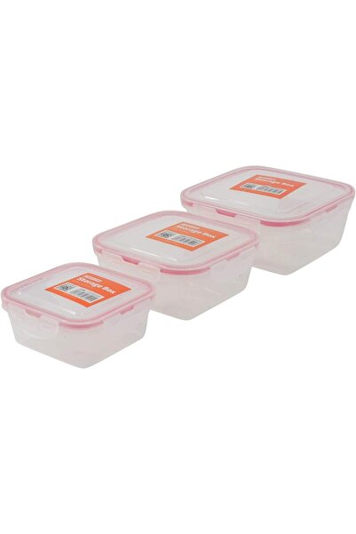 erorex Plastic Airtight Container Storage Box Set 3 Piece Red/Clear Transparent Bpa Free Food Storage