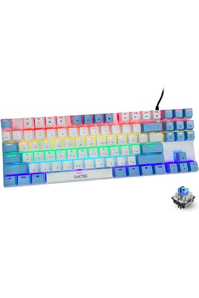 erorex Arabic English 87 Keys Mechanical Gaming Keyboard Wired Gaming Keyboard 9 Colors Rgb Backlit