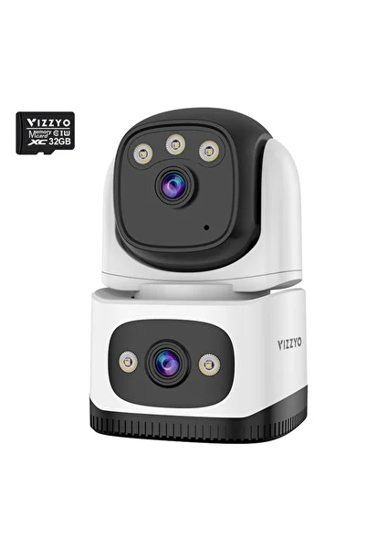 vizzyo Camera WiFi Dual Home Defender, 8 MP, Panoramic Coverage 360°, Night Vision, Motion Detectio