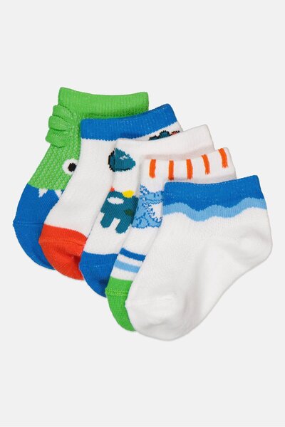 MUDD Kids Boy 5 Pairs Printed Ankle Socks, Multicolor