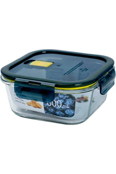 erorex Borosilicate Glass Square Food Saver 800Ml Capacity, Openable Secure Air Vent, Silicone Seal,