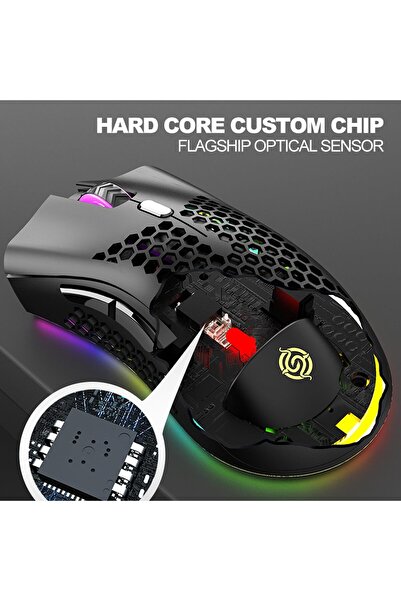 erorex ماوس ألعاب لاسلكي قابل لإعادة الشحن مع إضاءة خلفية RGB و7 أزرار قابلة للتعديل وخفيفة الوزن