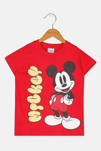 Disney Toddlers Boy Mickey And Friends Graphic Print Short Sleeve T-Shirt, Red