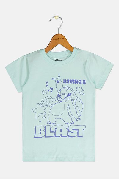 Disney Kids Girl Graphic Print Short Sleeves Top, Mint