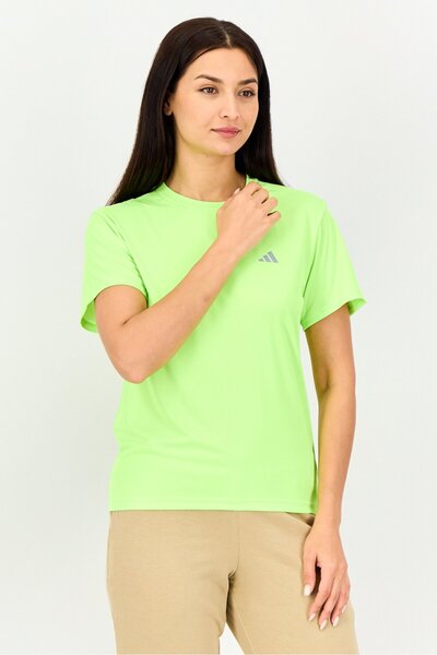 adidas تي شيرت نسائي رياضي بأكمام قصيرة للأنشطة الخارجية، لون أخضر ليموني