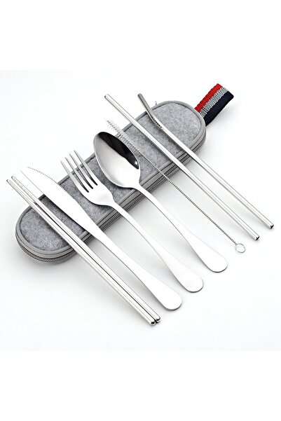 erorex Portable Stainless Steel Tableware Set, Travel Camping Tableware, Portable Silverware Tableware
