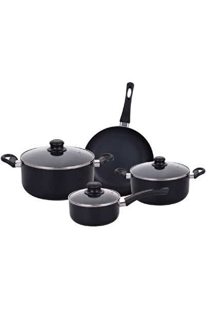 erorex 7 Piece Durable Non Stick Aluminium Cookware Set Black Hs 6007 B