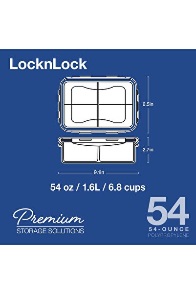 erorex Hpl824 Airtight Rectangular Food Storage Container 54.10 Oz / 6.76 Cup