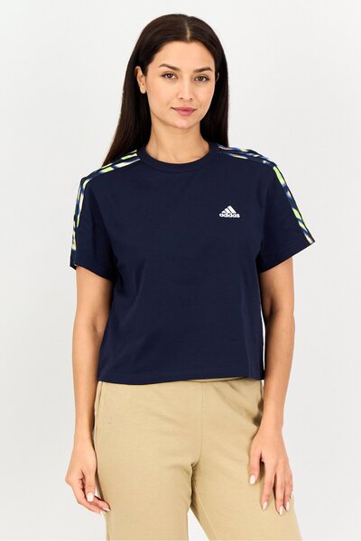 adidas Women Sportswear Fit Short Sleeve Outdoor Top, Navy Blue