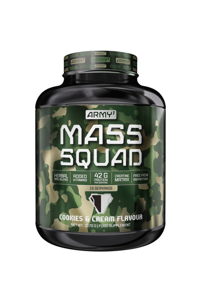 Army 1 ماس سكواد 2270 جرام كوكيز آند كريم ميلك شيك عالي الكربوهيدرات