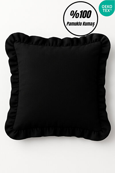 Joyrose %100 Pamuklu Fırfırlı Kırlent Kılıfı Vintage Dekoratif Kırlent Kılıfı