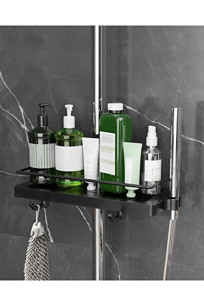 OEM Raft negru din oțel inoxidabil pentru bara de duș, fără găurire, 27x12x4 cm