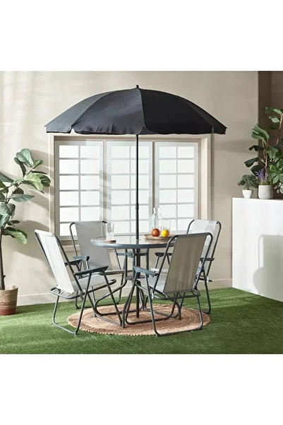 Home Box Vera Torino Outdoor 4-Chair and Table Set with Umbrella