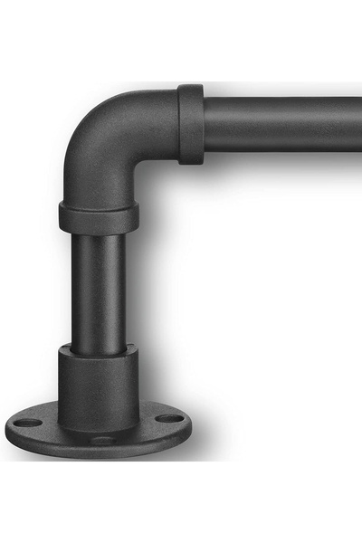 OEM Bară de perdea în stil industrial, extensibilă 81-216 cm cu cap cu flanșă din oțel inoxidabil, negru mat