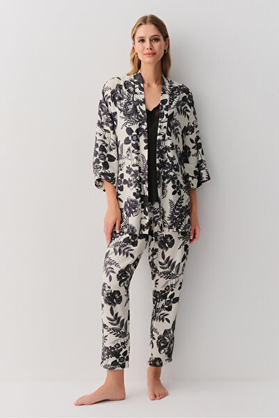 SUWEN Melange Flower 3 Piece Pajamas Set
