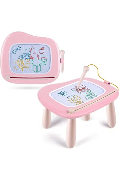 Elindor Magnetic drawing board for children, drawing table, educational toy, pink.