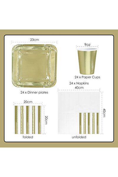 OEM Set de veselă de unică folosință pentru petrecere, 72 de piese - farfurii, șervețele, pahare