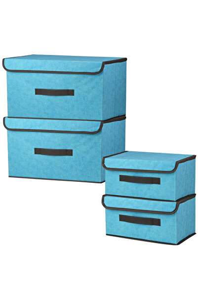 OEM Cutii de depozitare pliabile cu capace, stivuibile, albastre, 2x 26 x 16 ...