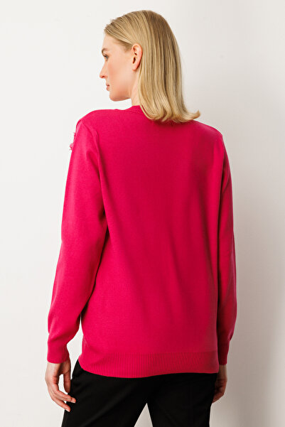 Genel Markalar Yaka Şerit Kırçıllı Triko Kazak