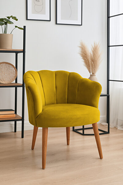 Azra Mobilya Papatya Babyface Kumaş Modern Berjer Koltuk – 13 Renk Seçeneği - Hardal Sarısı