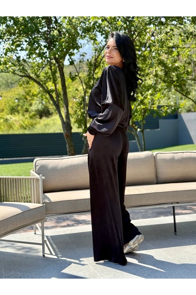 RAMONA BADESCU EXCLUSIVE Women's velvet set - loose blouse and wide pants