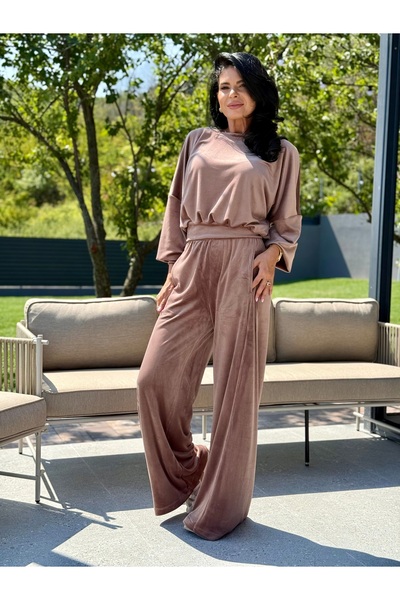 RAMONA BADESCU EXCLUSIVE Women's velvet set - loose blouse and wide pants