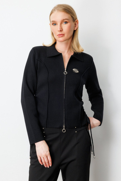ON Zippered Cardigan with Side Drawstring Detail
