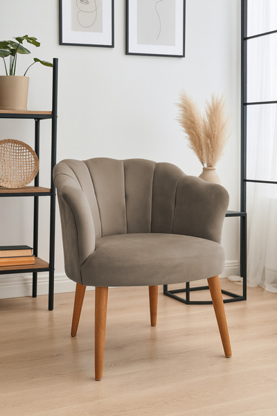 Azra Mobilya Papatya Babyface Kumaş Modern Berjer Koltuk – 13 Renk Seçeneği - Vizon