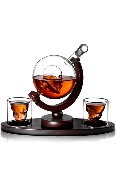 Elindor Skull Decanter with Engraved Glasses - The Perfect Gift for Men (850 ml)