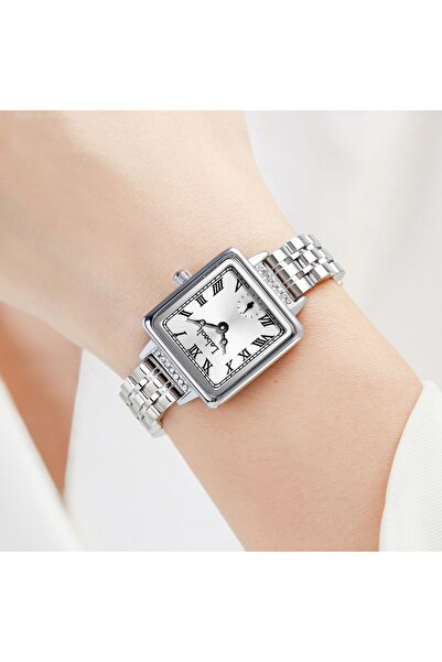 Youtrico Ladies watches, accurate time,gifts for lovers,diamond-set, silver-tone, square watch