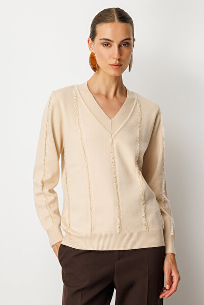 ON Yaka Şerit Kırçıllı Triko Kazak