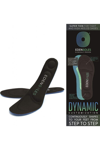 Edensoles Set of 2 orthopedic insoles, EVA foam, black/blue, size 36-40