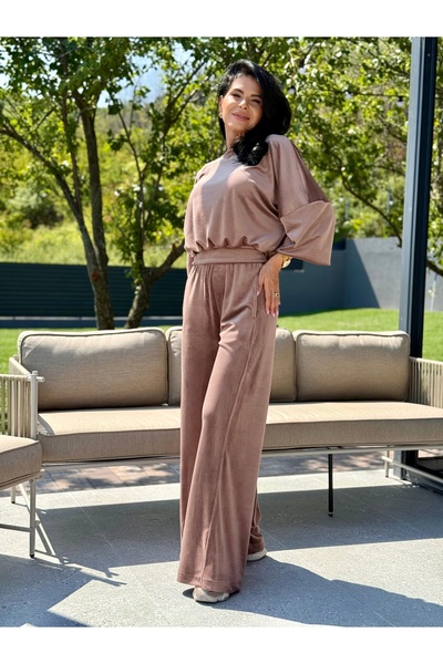 RAMONA BADESCU EXCLUSIVE Women's velvet set - loose blouse and wide pants