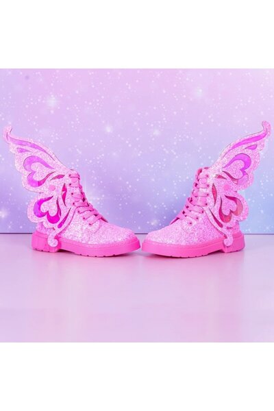 MADMIA booties, for girls, with removable fairy wings, glitter pink, 28 EU