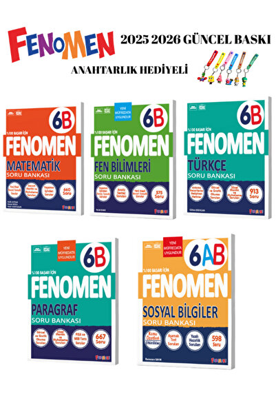 Fenomen Yayıncılık FENOMEN YAYINLARI 6.SINIF TÜM DERSLER B SERİSİ 5 LI 2025 2...