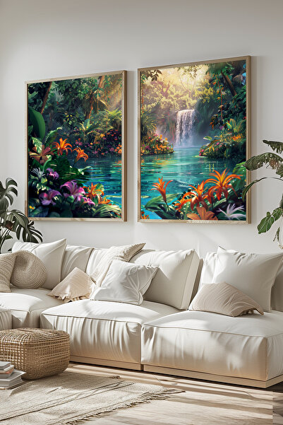 STARYUNA Set de pictură dublă cu efect de acuarelă, cu cadru din lemn, cu cas...