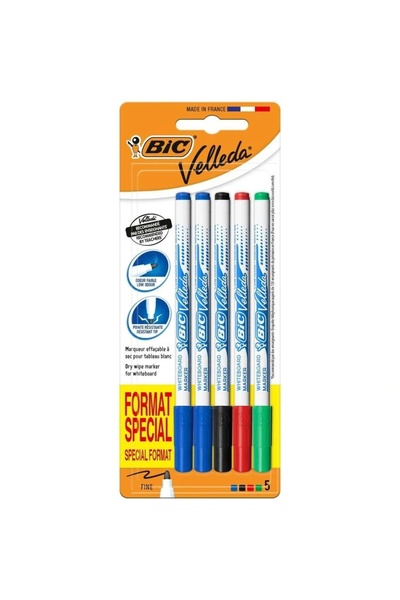 Bic 1721 VELLEDA ÇOCUK BEYAZ TAHTA KALEMİ 5 Lİ SET TEK PAKET (4 RENK) 9126451