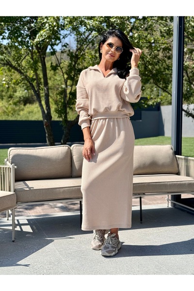 RAMONA BADESCU EXCLUSIVE Striped Two-Piece Set with Blouse and Wide Skirt