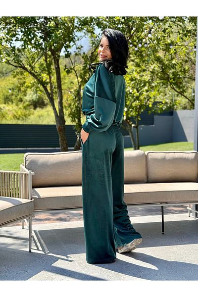 RAMONA BADESCU EXCLUSIVE Women's velvet set - loose blouse and wide pants