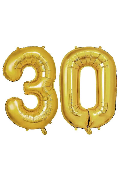 Mw Malowine Set of 2 balloons for 30th birthday Mw Malowine, foil, gold, 101 cm
