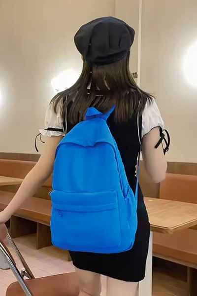 Karakedi Plain Y2K School Backpack with Blue Pockets